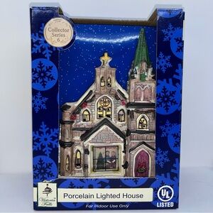 Victorian Style Lighted House Holiday Decor in Gold and Cream